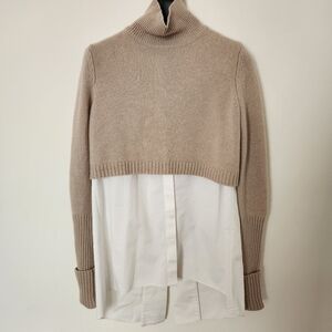 Elie Tahari Cashmere Shirt Combo Sweater XS